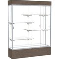 Waddell Display Case Of Ghent Reliant Lighted Display Case 60"W x 80"H x 16"D Walnut Base Mirror Back Satin Natural Frame 2175MB-SN-WV